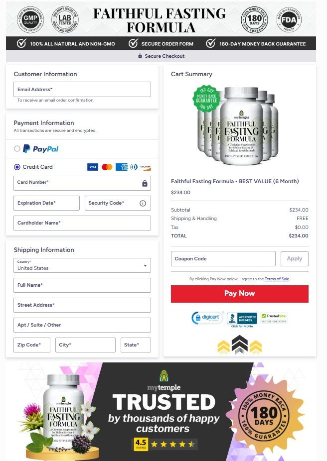 Faithful Fasting Formula secure payment